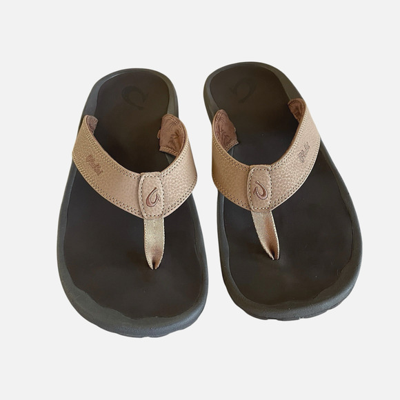 OLUKAI Ohana Men's Size 12/EU 45 Brown Slip-On Water Resistant Flip Flop Sandals - Picture 7 of 7